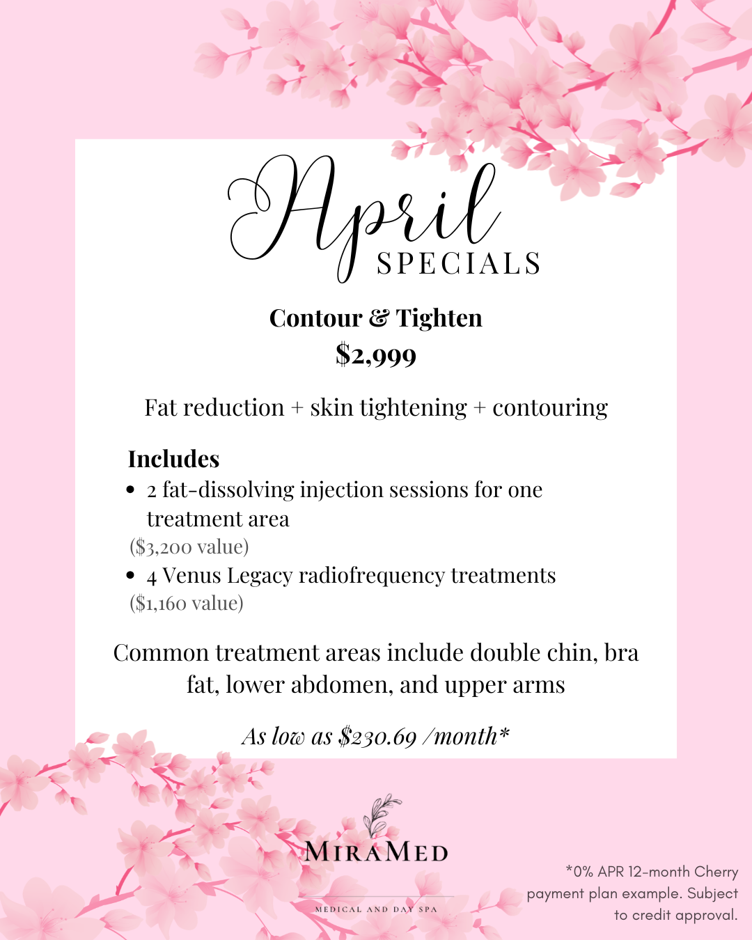 Body contouring treatment using fat dissolving injections and Venus Legacy skin tightening at MiraMed and Day Spa Santa Barbara