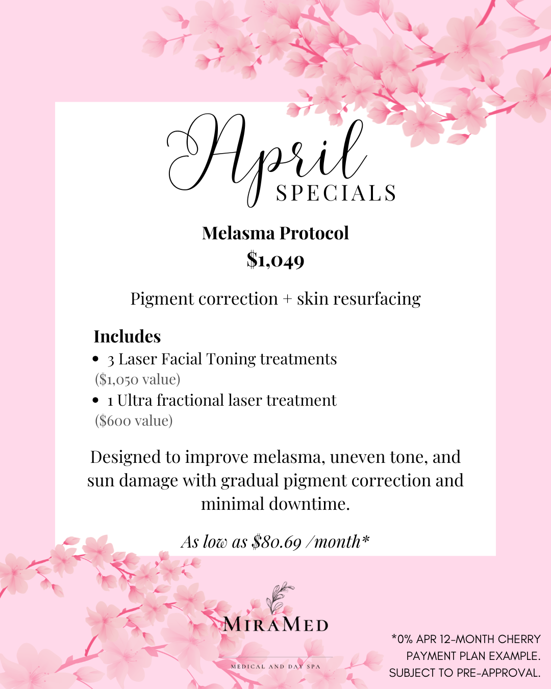 Melasma treatment protocol using laser toning and Ultra fractional laser at MiraMed and Day Spa Santa Barbara